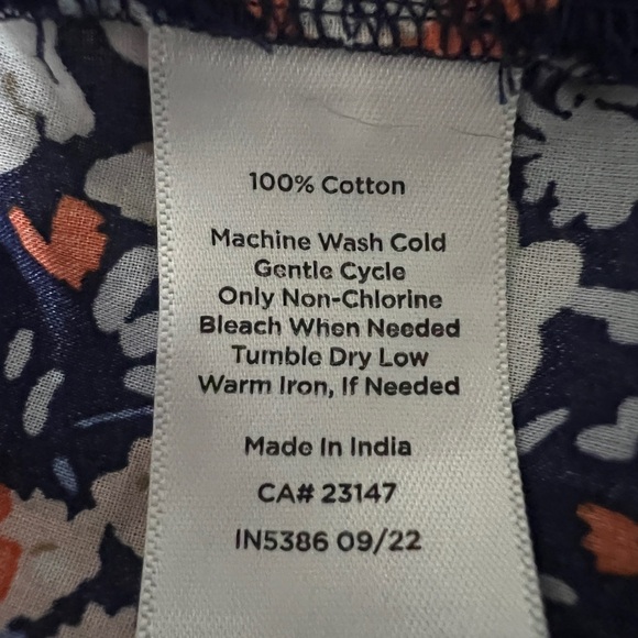 Talbots Navy Floral Print Blouse - Picture 5 of 8